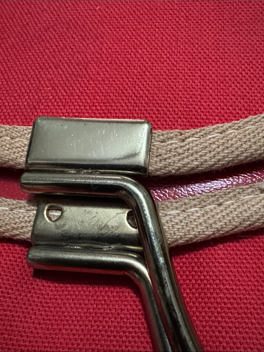 Vintage Envelope Style Clutch/Handbag-Red Cloth-Gold Tone Handles-Fold Over/Snap - Picture 7 of 17